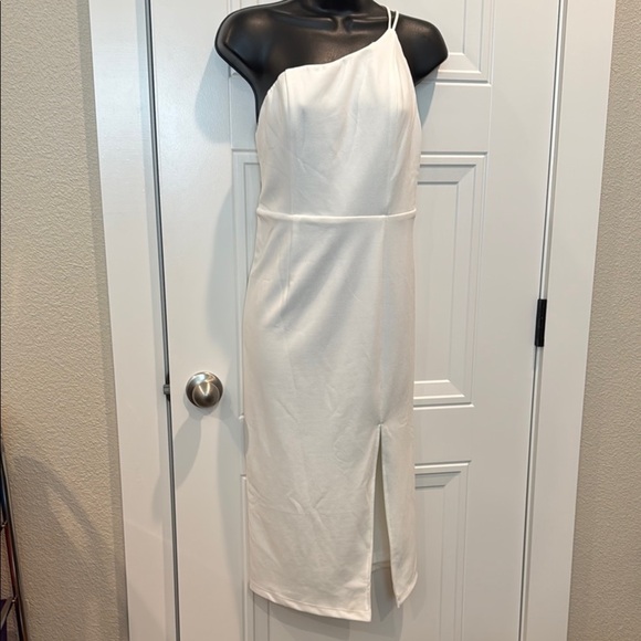 Lena Dresses & Skirts - Lena White Asymmetrical One-Shoulder Sheath Dress